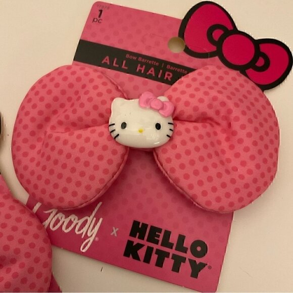 Hello Kitty Kids Toothbrush and Set of  2 Bow Barrettes NWT - Picture 3 of 7